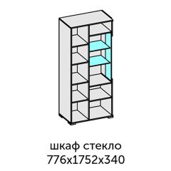 Аллегро-10 Шкаф 2дв. (со стеклом) (дуб крафт золотой-камень темный) в Приобье - priobie.mebel24.online | фото 2