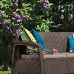 Диван пластиковый Корфу Макс (Corfu love seat max) коричневый в Приобье - priobie.mebel24.online | фото 2