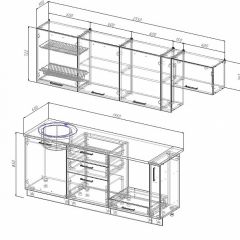 Кухонный гарнитур Антрацит 2550 (Стол. 26мм) в Приобье - priobie.mebel24.online | фото 2