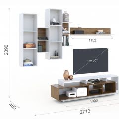 Гостиная Невио-2 + Комод 1д2в Дуб крафт золотой/Белый в Приобье - priobie.mebel24.online | фото 2