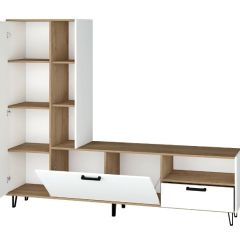 Гостиная Трикс (Дуб крафт золотой/Белый текстурный) в Приобье - priobie.mebel24.online | фото 2