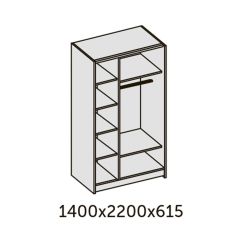 ИННЭС-5 Шкаф-купе 2-х дв. 1400 (1дв. Ф1 - бодега белая, 1дв. Ф2 - зеркало) в Приобье - priobie.mebel24.online | фото 2