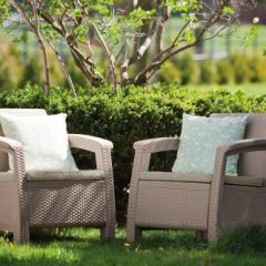 Комплект кресел Корфу Дуо (Corfu Duo set) капучино - песок в Приобье - priobie.mebel24.online | фото 2