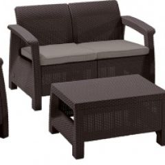 Комплект мебели Корфу сет (Corfu set) коричневый - серо-бежевый * в Приобье - priobie.mebel24.online | фото