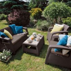Комплект мебели Корфу сет (Corfu set) коричневый - серо-бежевый * в Приобье - priobie.mebel24.online | фото 2
