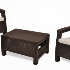 Комплект мебели Корфу Уикенд (Corfu Weekend) коричневый - серо-бежевый * в Приобье - priobie.mebel24.online | фото