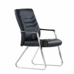 Кресло Barneo K-25 для посетителей и переговорных (хром, черная экокожа) в Приобье - priobie.mebel24.online | фото