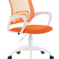Кресло BRABIX "Fly MG-396W", пластик белый, сетка, оранжевое, 532401, MG-396W_532401 в Приобье - priobie.mebel24.online | фото
