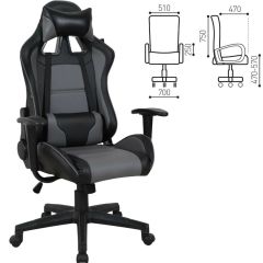 Кресло компьютерное BRABIX "GT Racer GM-100" (черное/серое) 531926 в Приобье - priobie.mebel24.online | фото 2