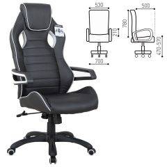 Кресло компьютерное BRABIX Techno Pro GM-003 (экокожа черное/серое, вставки серые) 531814 в Приобье - priobie.mebel24.online | фото 1