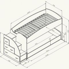 Кровать-чердак "Дюймовочка-4.2"  Дуб молочный/Оранжевый в Приобье - priobie.mebel24.online | фото 3