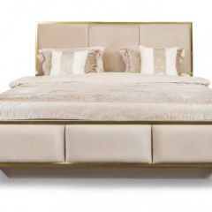 Кровать Lara 1600 с мягким изголовьем + основание (белый глянец) в Приобье - priobie.mebel24.online | фото