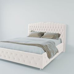 Кровать Нягань с ПМ 800 (экокожа белая) в Приобье - priobie.mebel24.online | фото 2