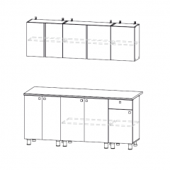 Кухонный гарнитур КГ-1 (Белый/Белый/Цемент светлый/Антарес) 1800 в Приобье - priobie.mebel24.online | фото 3