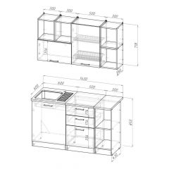 Кухонный гарнитур Ольга медиум 3 1400 мм в Приобье - priobie.mebel24.online | фото 2