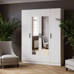 ЛАРС Шкаф комбинированный 1,6 с зеркалом Белый в Приобье - priobie.mebel24.online | фото