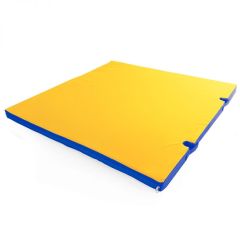 Мат гимнастический 1х1х0,05м с вырезом под стойки цв. синий-желтый в Приобье - priobie.mebel24.online | фото
