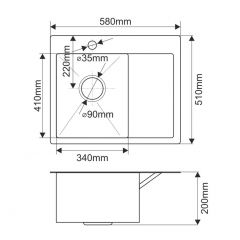 Мойка HD5851L MELANA ProfLine 3,0/200 САТИН врезная прямоугольная с коландером HD5851L в Приобье - priobie.mebel24.online | фото 2