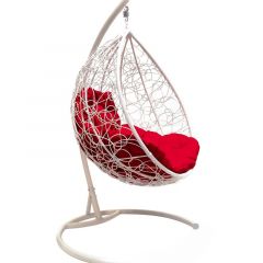 Подвесное кресло КОКОН "КАПЛЯ" ротанг (каркас белый) в Приобье - priobie.mebel24.online | фото 2