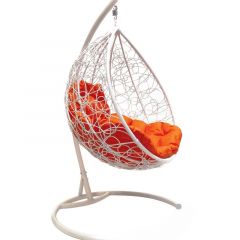Подвесное кресло КОКОН "КАПЛЯ" ротанг (каркас белый) в Приобье - priobie.mebel24.online | фото 6