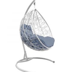 Подвесное кресло КОКОН "КАПЛЯ" ротанг (каркас белый) в Приобье - priobie.mebel24.online | фото 4