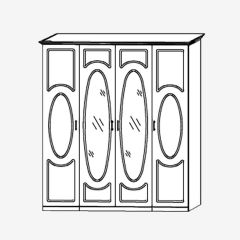 Прованс-2 Шкаф 4-х дверный с 2 зеркалами (Итальянский орех/Груша с платиной черной) в Приобье - priobie.mebel24.online | фото