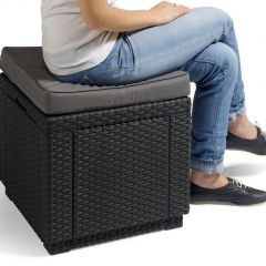 Пуфик Куб с подушкой (Cube with cushion) коричневый - серо-бежевый* в Приобье - priobie.mebel24.online | фото 2