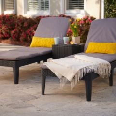 Шезлонг Джайпур с матрасом (Jaipur Sun lounger (with cushion)) графит в Приобье - priobie.mebel24.online | фото 3