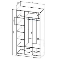 КОСТА-РИКА Шкаф 3-х створчатый (шимо светлый/шимо темный) в Приобье - priobie.mebel24.online | фото 2