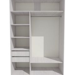 Шкаф-купе 1300 серии SILVER S1+S1+B2+PL2 (2 ящика+1 штанга+1 полка) профиль «Серебро» в Приобье - priobie.mebel24.online | фото 2