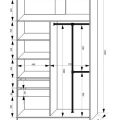 Шкаф-купе 1400 серии SOFT D8+D2+B2+PL4 (2 ящика+F обр.штанга) профиль «Графит» в Приобье - priobie.mebel24.online | фото 3