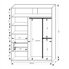 Шкаф-купе 1500 серии NEW CLASSIC K4+K4+B2+PL4 (2 ящика+F обр. штанга) профиль «Капучино» в Приобье - priobie.mebel24.online | фото 3