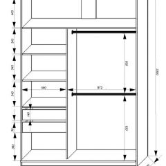 Шкаф-купе 1600 серии SOFT D8+D2+B2+PL4 (2 ящика+F обр.штанга) профиль «Графит» в Приобье - priobie.mebel24.online | фото 2