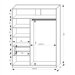 Шкаф-купе 1700 серии NEW CLASSIC K3+K3+B2+PL1 (2 ящика+1 штанга) профиль «Капучино» в Приобье - priobie.mebel24.online | фото 3