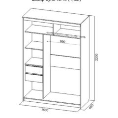 Шкаф-купе №19 Серия 3 Квадро (1500) Ясень Анкор светлый в Приобье - priobie.mebel24.online | фото 4