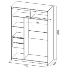 Шкаф-купе №19 Серия 3 Квадро (1700) Ясень Анкор светлый в Приобье - priobie.mebel24.online | фото 4