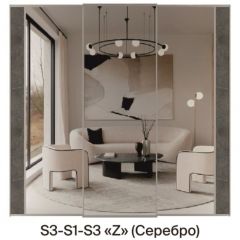 Шкаф-купе 1950 серии SILVER S3+S1+S3Z B22+PL2 (по 2 ящика лев/прав+1штанга+1 полка) профиль «Серебро» в Приобье - priobie.mebel24.online | фото 8