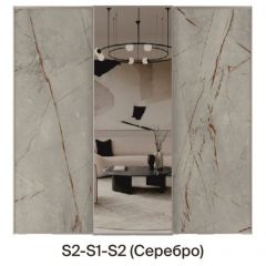 Шкаф-купе 1950 серии SILVER S4+S1+S4 B22+PL4 (по 2 ящика лев/прав+F обр.штанга) профиль «Серебро» в Приобье - priobie.mebel24.online | фото 7