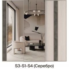 Шкаф-купе 1950 серии SILVER S4+S1+S4 B22+PL4 (по 2 ящика лев/прав+F обр.штанга) профиль «Серебро» в Приобье - priobie.mebel24.online | фото 9