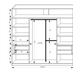 Шкаф-купе 2150 серии NEW CLASSIC K4+K4+K4+B22+PL4(по 2 ящика лев/прав+F обр.штанга) профиль «Капучино» в Приобье - priobie.mebel24.online | фото 3