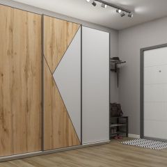 Шкаф-купе 2400 серии SOFT D2+D7+D3+B22+PL2 (по 2 ящика лев/прав+1штанга+1полка) профиль «Графит» в Приобье - priobie.mebel24.online | фото 1
