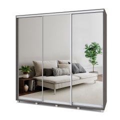 МАРТИН Шкаф-купе с зеркалами Анкор темный (2200*450) М423 в Приобье - priobie.mebel24.online | фото
