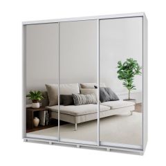 МАРТИН Шкаф-купе с зеркалами Шимо светлый (2200*450) М423 в Приобье - priobie.mebel24.online | фото