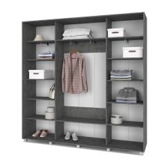 МАРТИН Шкаф-купе с зеркалом Камень темный (2200*450) М422 в Приобье - priobie.mebel24.online | фото 2