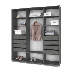 МАРТИН Шкаф-купе с зеркалом Камень темный (2200*450) М422 в Приобье - priobie.mebel24.online | фото 4