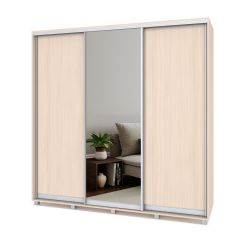 МАРТИН Шкаф-купе с зеркалом Млечный дуб (2200*450) М422 в Приобье - priobie.mebel24.online | фото