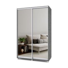 РОЛАНД Шкаф-купе с зеркалами Камень темный (450*1400) Р443 в Приобье - priobie.mebel24.online | фото 5