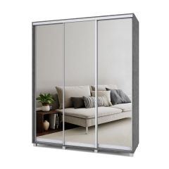 РОЛАНД Шкаф-купе с зеркалами Камень темный (450*1800) Р483 в Приобье - priobie.mebel24.online | фото 1