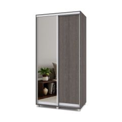 РОЛАНД Шкаф-купе с зеркалом Анкор темный (450*1100) Р412 в Приобье - priobie.mebel24.online | фото