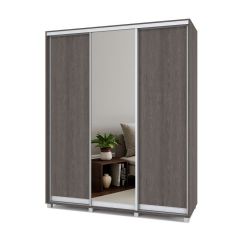 РОЛАНД Шкаф-купе с зеркалом Анкор темный (450*1800) Р482 в Приобье - priobie.mebel24.online | фото